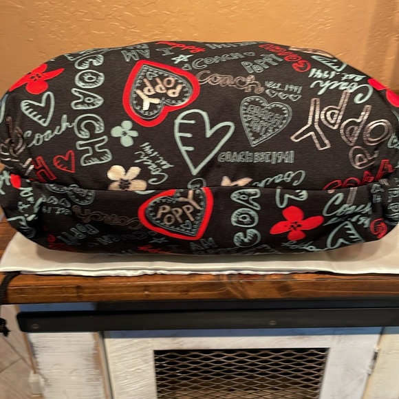 Coach Poppy Black Canvas & Bronze Metallic Leather Shoulder Bag Like New! - Picture 9 of 12